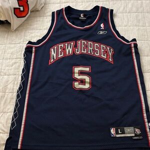 Reebok New Jersey Navy and Red Basketball Jersey